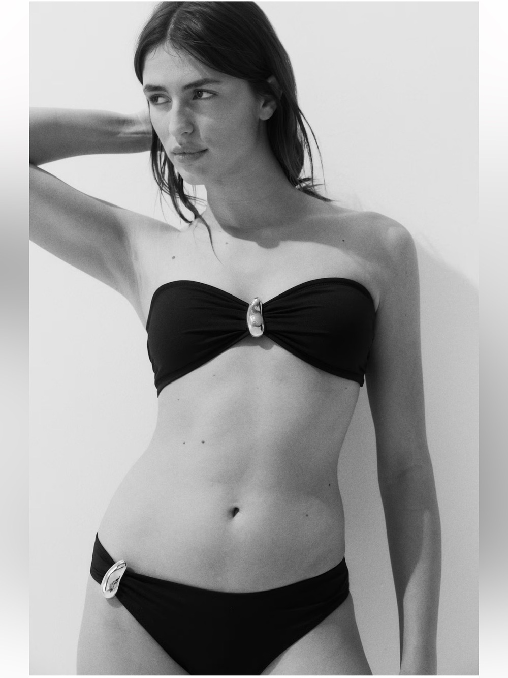 H&M Black Bandeau Bikini Set with Gold Accent - S, NWOT